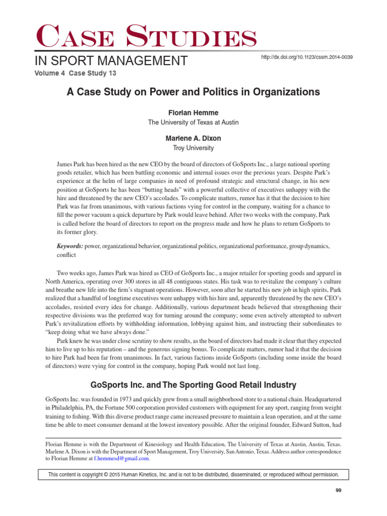 Case Study On Power and Influence | PDF | Business
