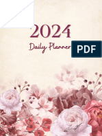 Beige & Pink Floral Simple 2024 Calendar