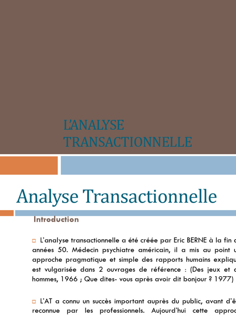 Introduction à l'Analyse Transactionnelle | PDF | Émotions | Psychologie