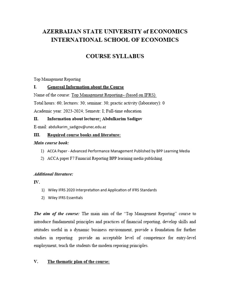 Azerbaijan state university of economics international school of