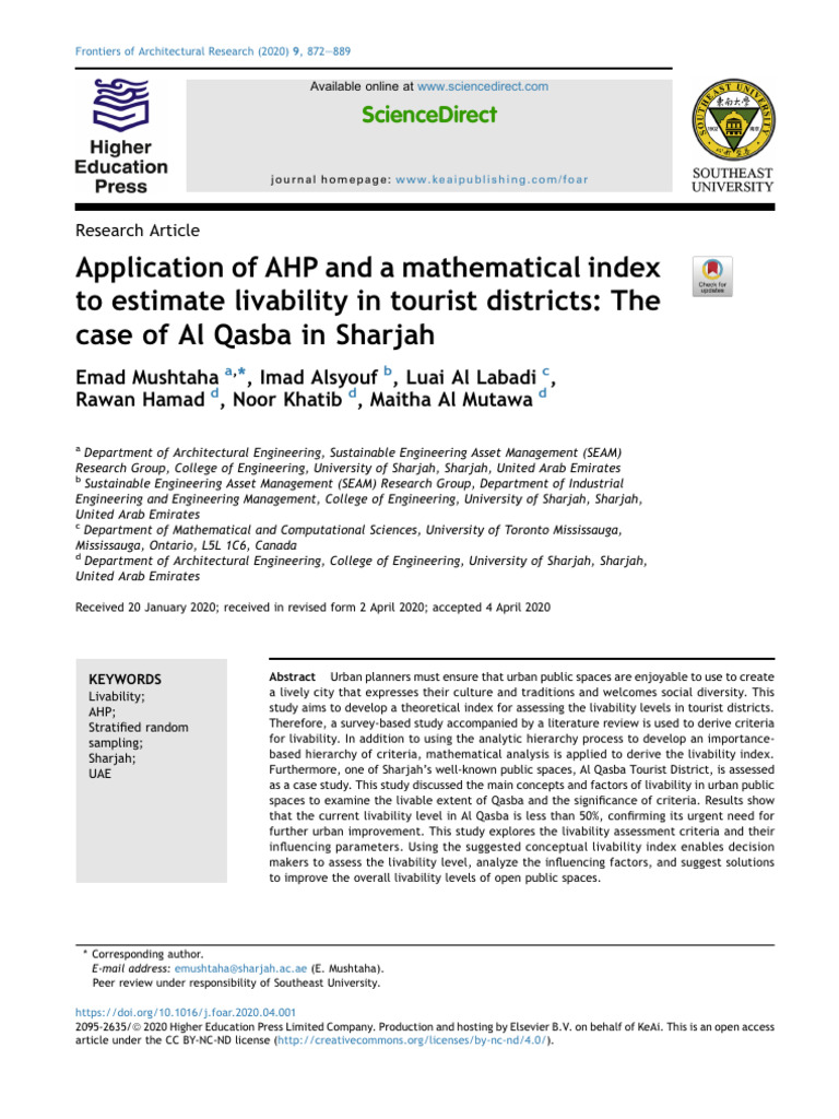 Application of AHP and A Mathematical Index To Estimate 2020