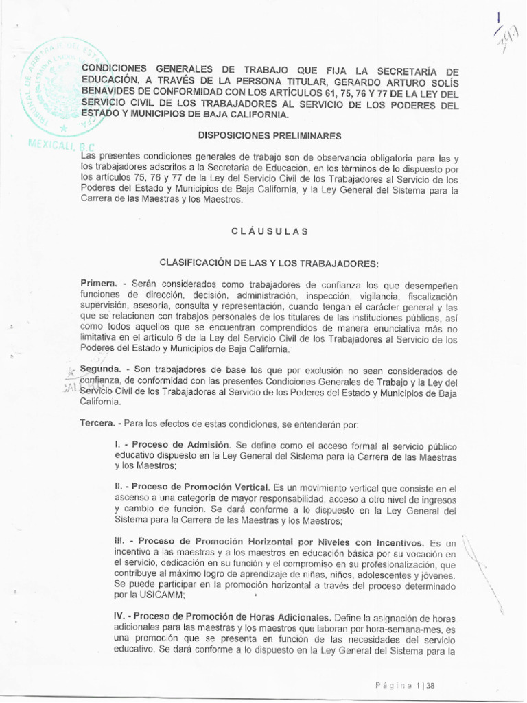 Condiciones Generales de Trabajo Snte 2024 | PDF