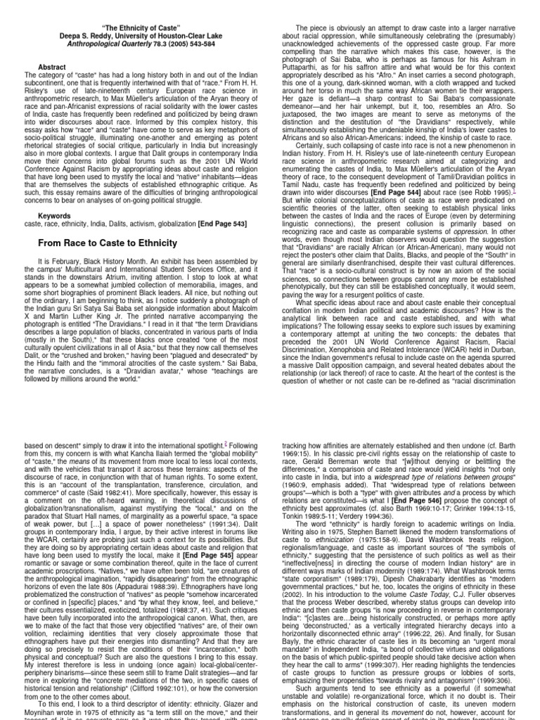 Ethnicity of Caste | PDF | Race (Human Categorization) | Bharatiya ...