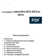 Benin, Présentation campagne cotonnière 2012-2013