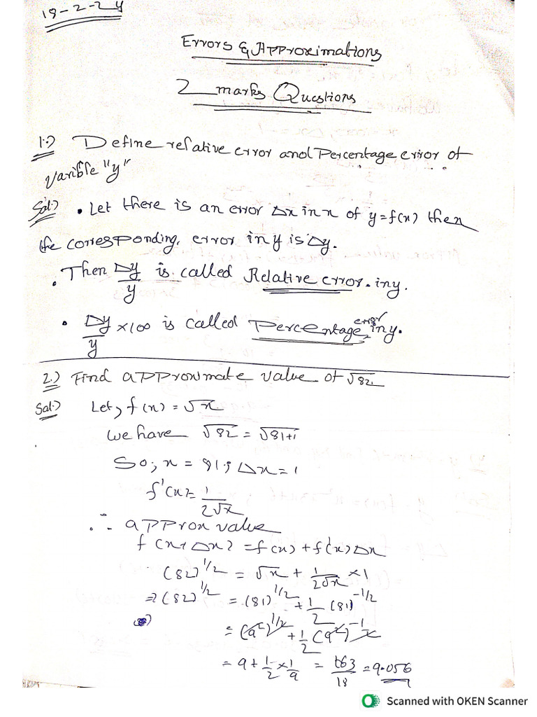 Errors and Approximations 