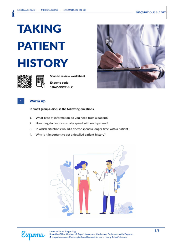 Taking Patient History British English Student Pdf Patient