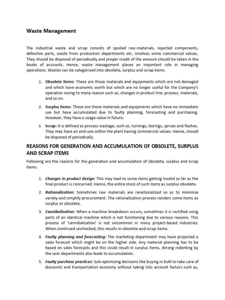 Operation Planning and Control Unit 4 E-Notes | PDF | Biodegradation ...