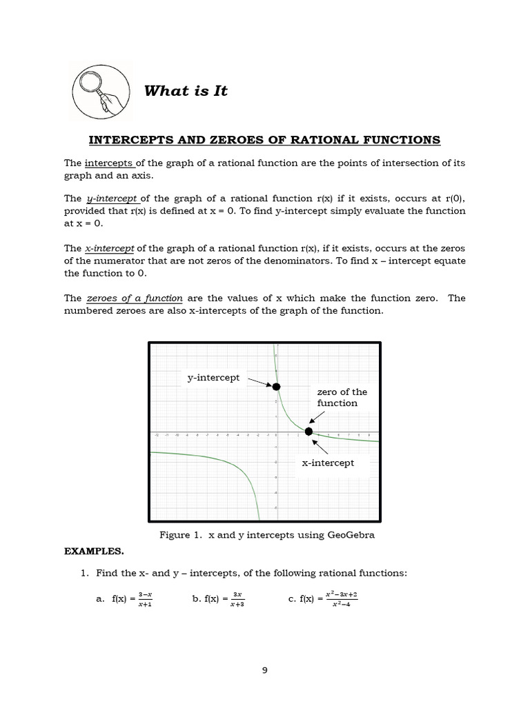Intercepts and Asymptotes of Rational Functions | PDF | Asymptote ...