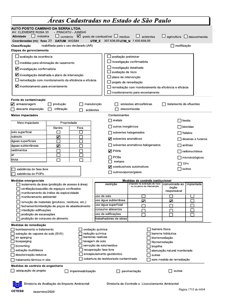 Cetesb areas contaminadas pdf
