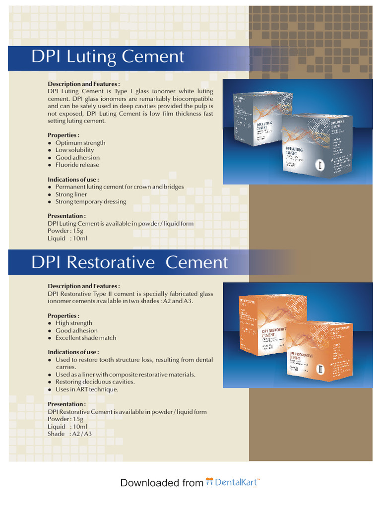 Dpi Catalogue | PDF | Dental Material | Dentistry Branches
