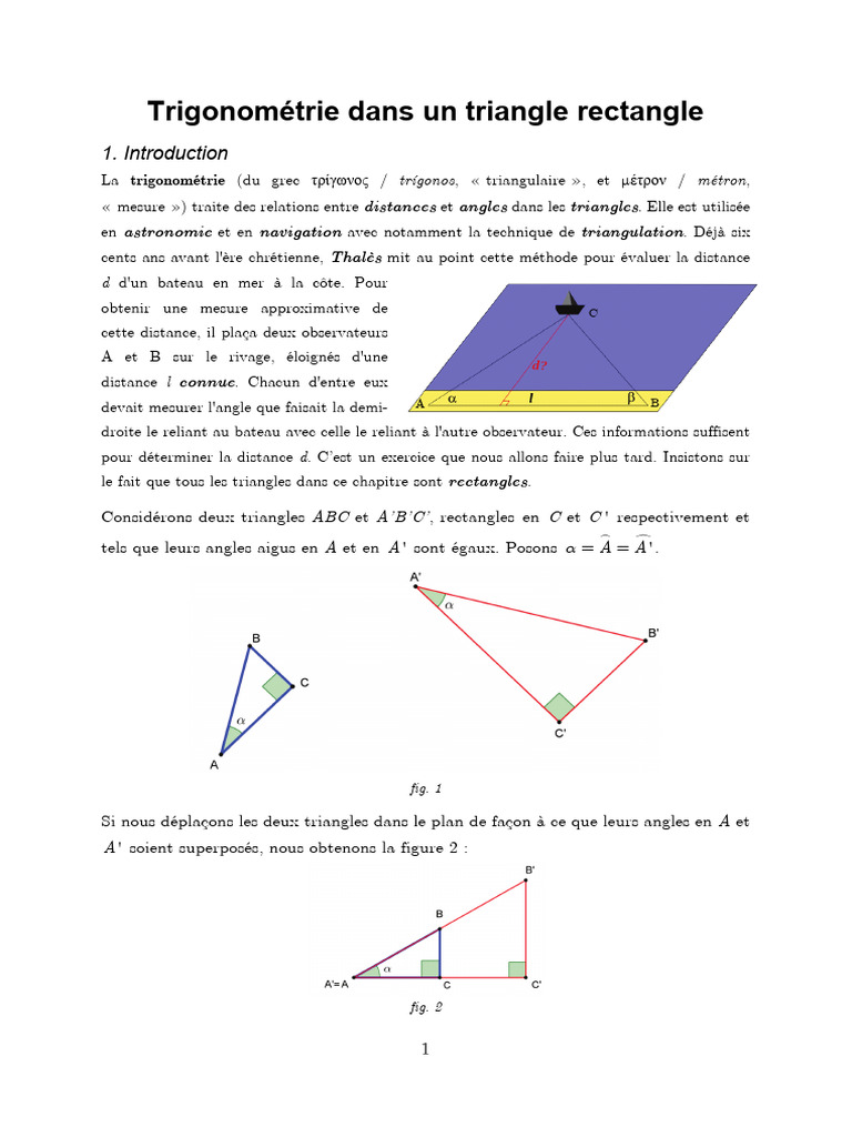 Trigonométrie dans le triangle rectangle | PDF | Fonction ...
