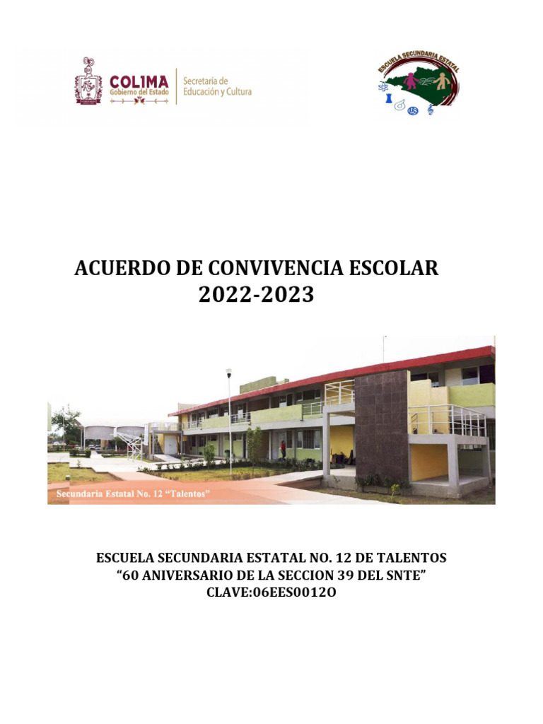 Acuerdo de Convivencia Escolar 2022-2023 | PDF | Convención de los ...