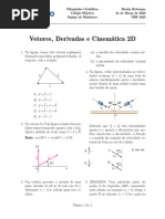 Vetores, Derivadas e Cinemática 2D - OBF - 31-03-2022