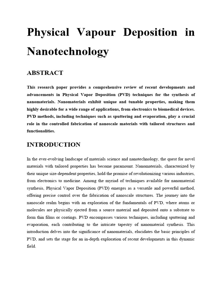 Physical Vacuum Deposition in Nanotechnology | PDF | Nanotechnology ...
