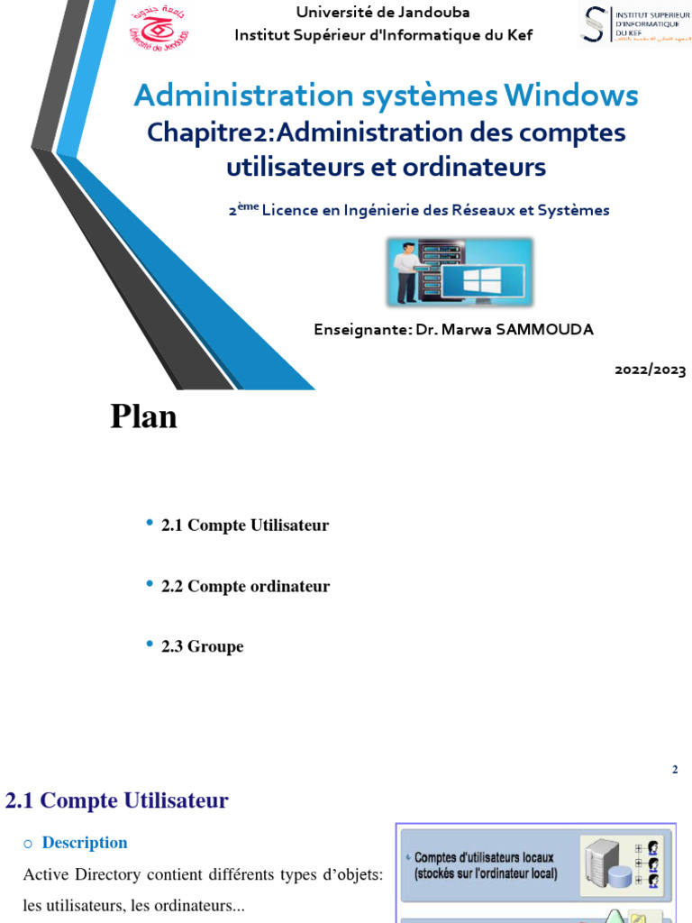 Administration des comptes Windows AD | PDF | Active Directory ...