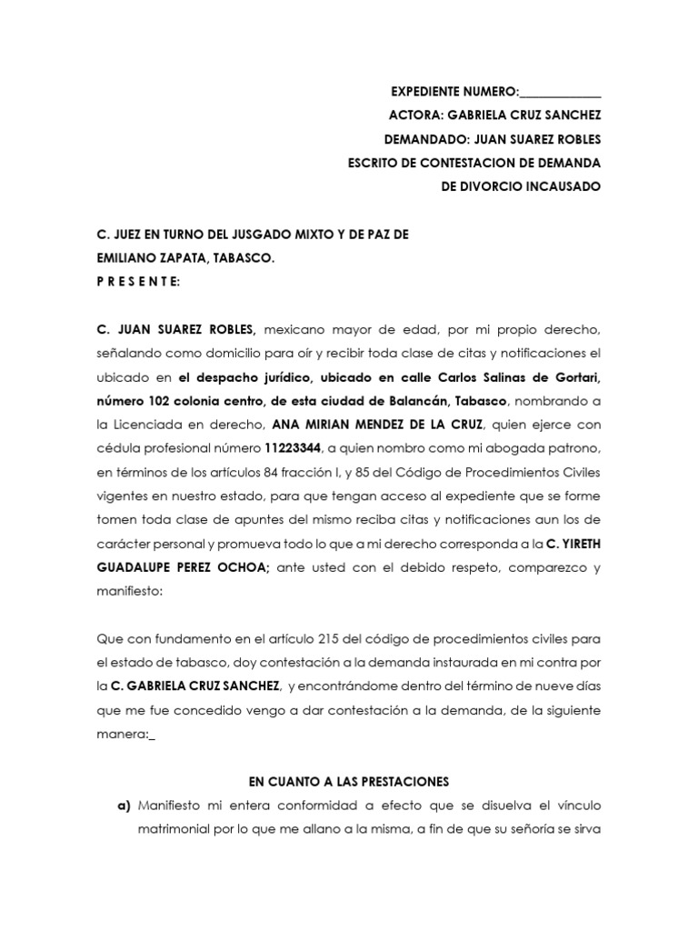 Formato De Divorcio Incausado Divorcio Monica Formato Modelo Demanda ...