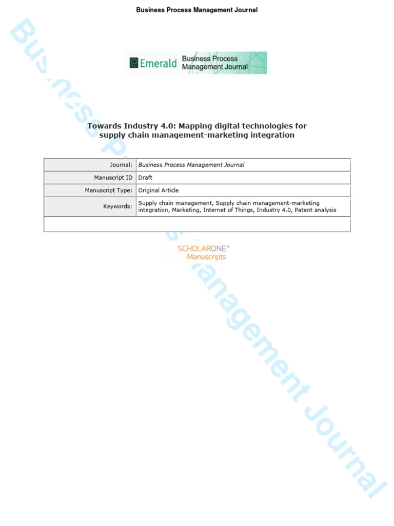 Towards Industry 4 0 Pdf Supply Chain Management Supply Chain