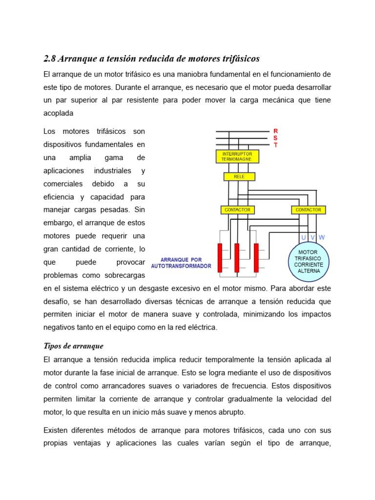 Arranque a Tensión Reducida en Motores Trifásicos | PDF | Corriente ...