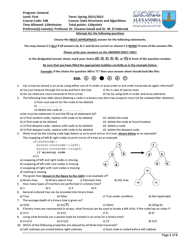 Data Structures Exam Guide | PDF | Computer Data | Discrete Mathematics
