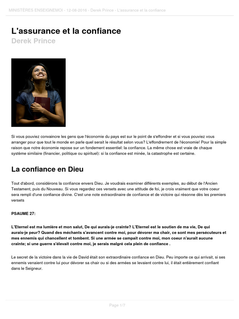 Assurance et confiance en Dieu | PDF | Dieu | Épître aux Hébreux
