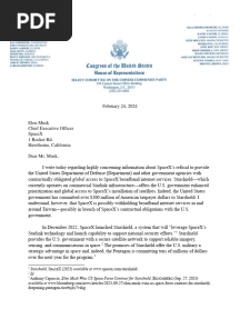 House CCP Letter To Elon Musk On Starshield
