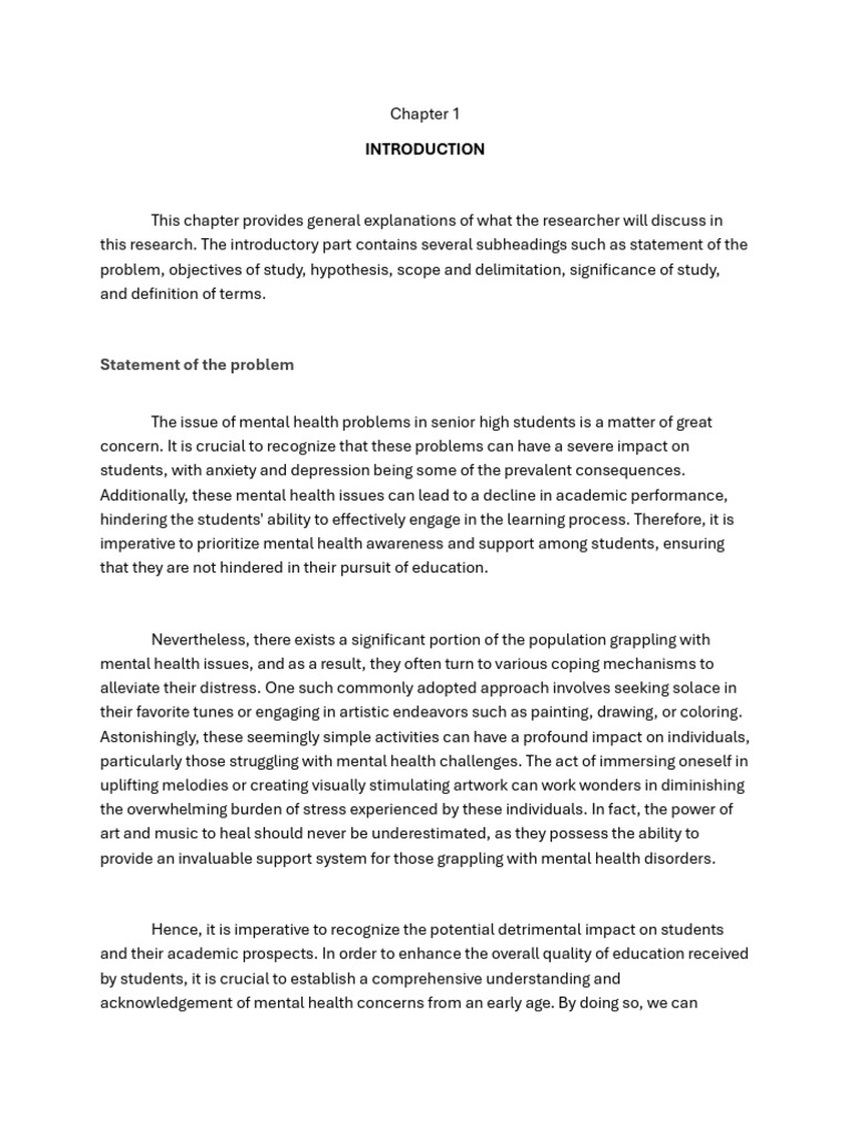 Mental Health in High School Students | PDF | Mental Health | Stress ...