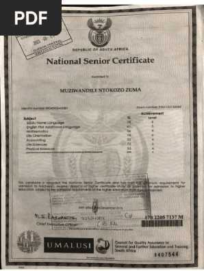 Matric certificate 