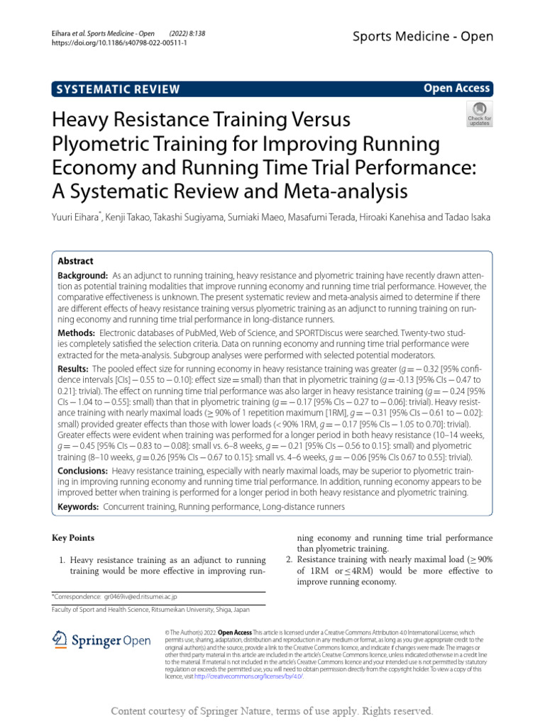 Heavy Resistance Training Versus Plyometric Traini | PDF | Effect Size ...