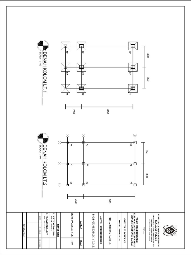 Contoh Denah Pondasi Struktur Baja 2 Lantai | PDF