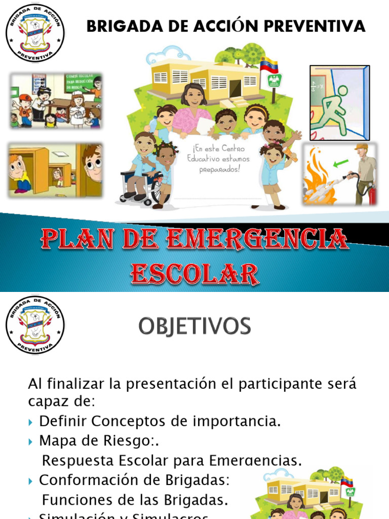 Plan de Emergencia Escolar y Brigadas | PDF | Simulación | Riesgo