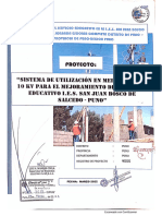 Sistema de Utilizaacion en Media Tension 10 KV para El Mejoramiento Del Servicio Educativo I.E.S. San Juan Bosco de Salcedo - Puno