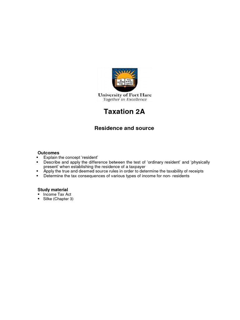Residence and Source Additional Notes | PDF