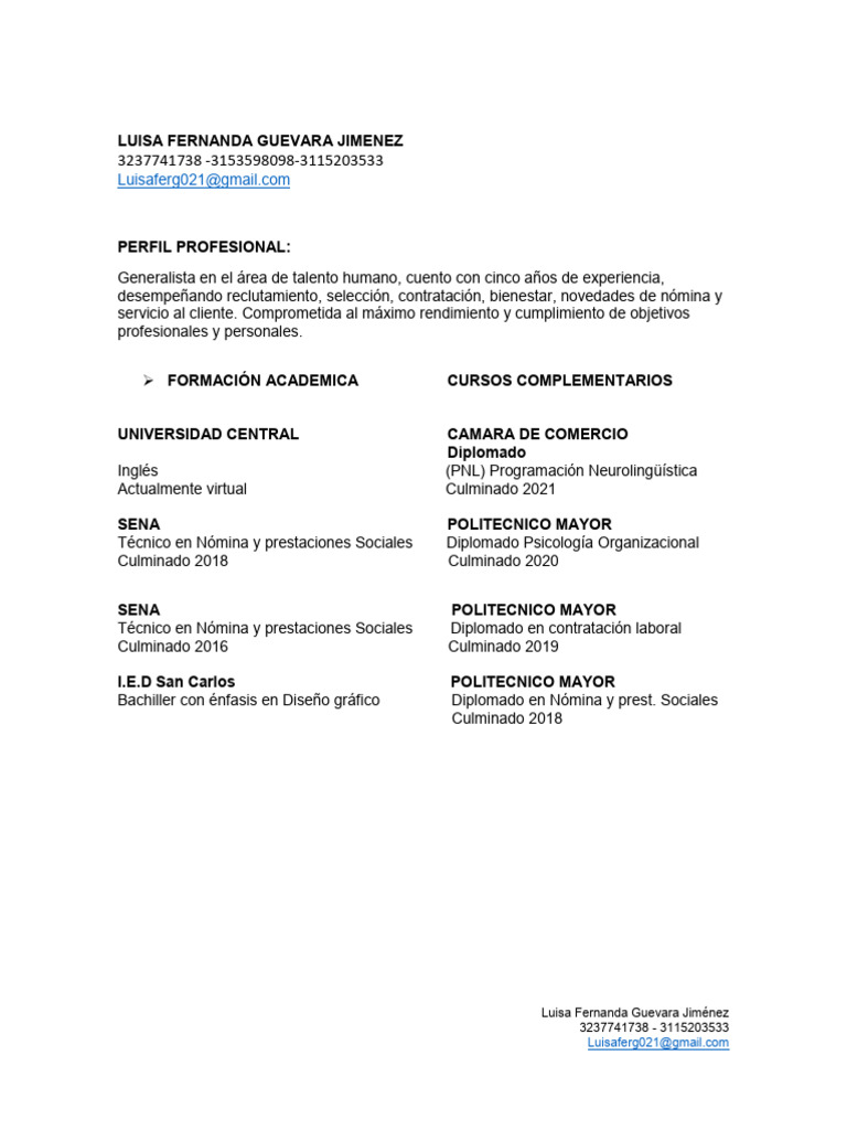 Perfil Profesional de Luisa Fernanda Guevara | PDF | Business | Economias