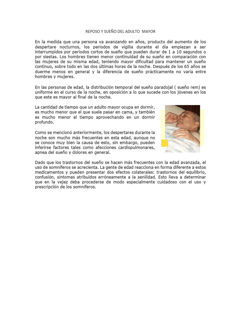 Sueño y Reposo en Adultos Mayores | PDF | Salud y bienestar | Estilo de ...