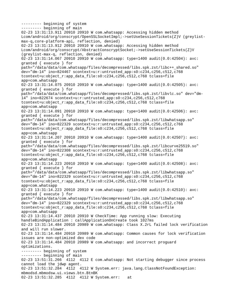 WhatsApp App Performance Issues Log | PDF | Java (Programming Language ...