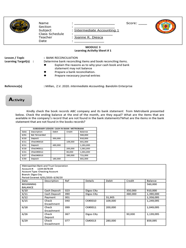 Bank Reconciliation Process Guide | PDF