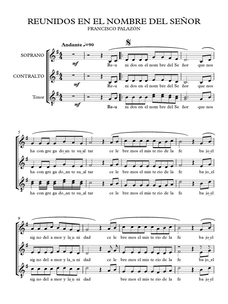 Reunidos en el Nombre del Señor - Partitura | PDF | Artes del Lenguaje ...