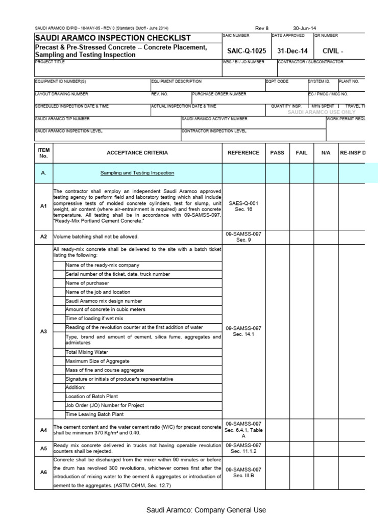 SAIC-Q-1025 Rev 8 (FINAL) Precast & Pre-Stressed Concrete - Concrete ...