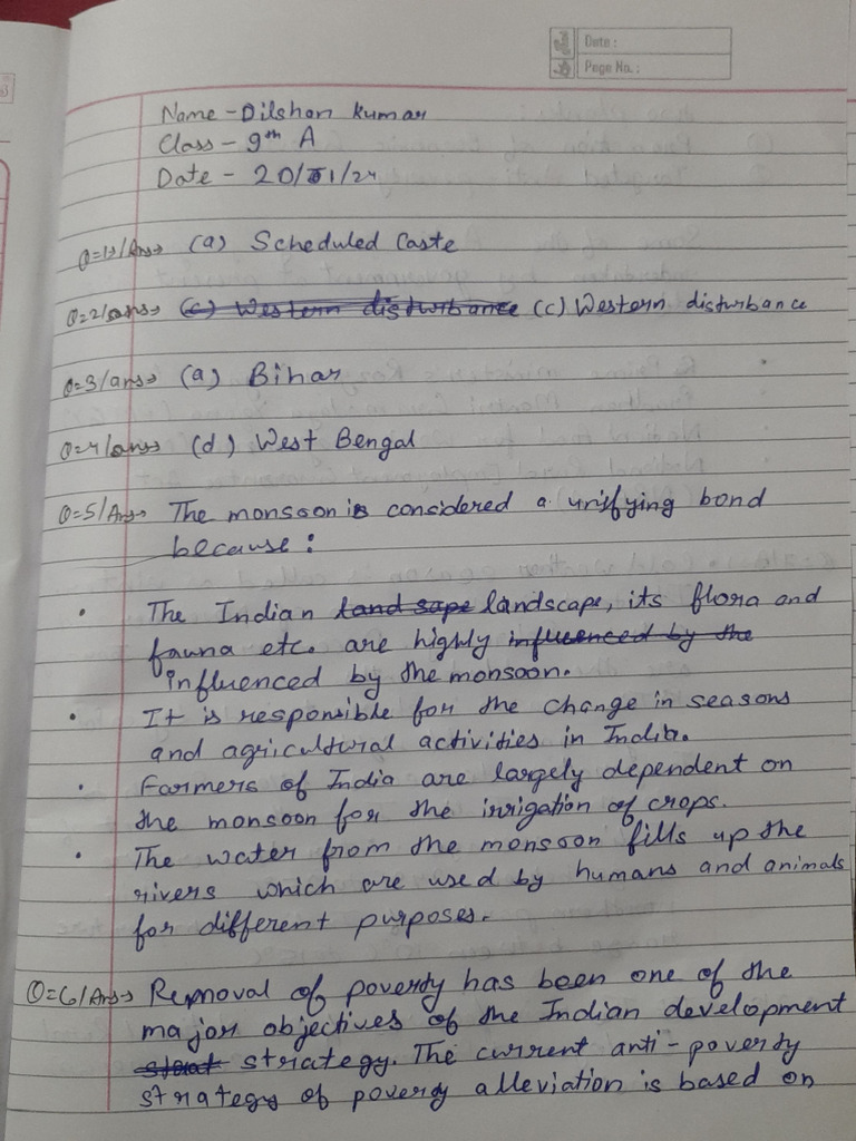 Dilshan kumar class 9th answersheet pdf