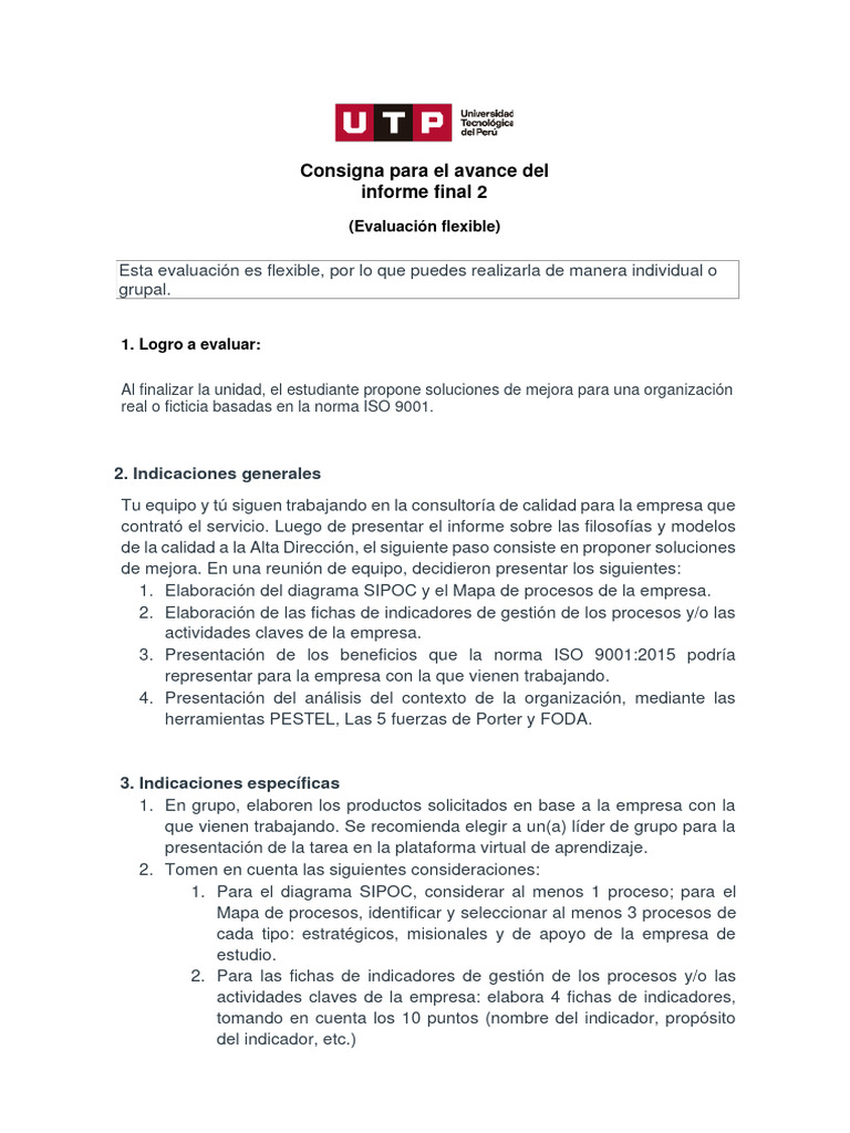Semana+10 Indicaciones Avance+del+informe+final+2 | PDF | Análisis FODA ...