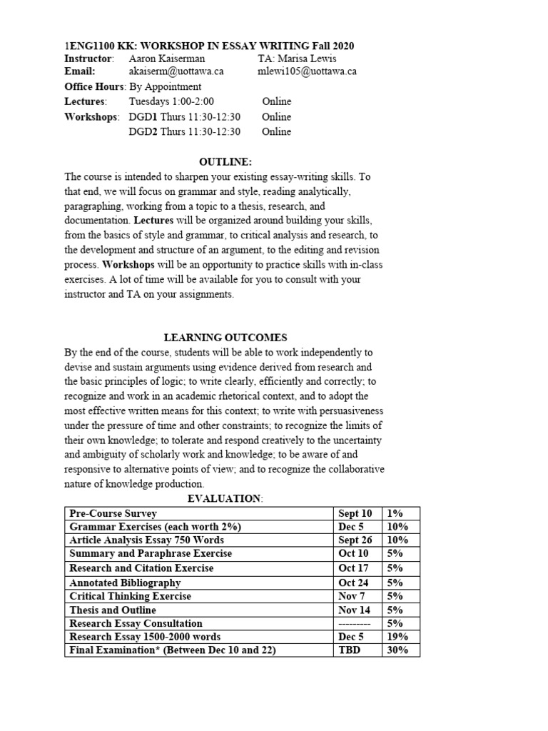Eng 1100 Outline Pdf