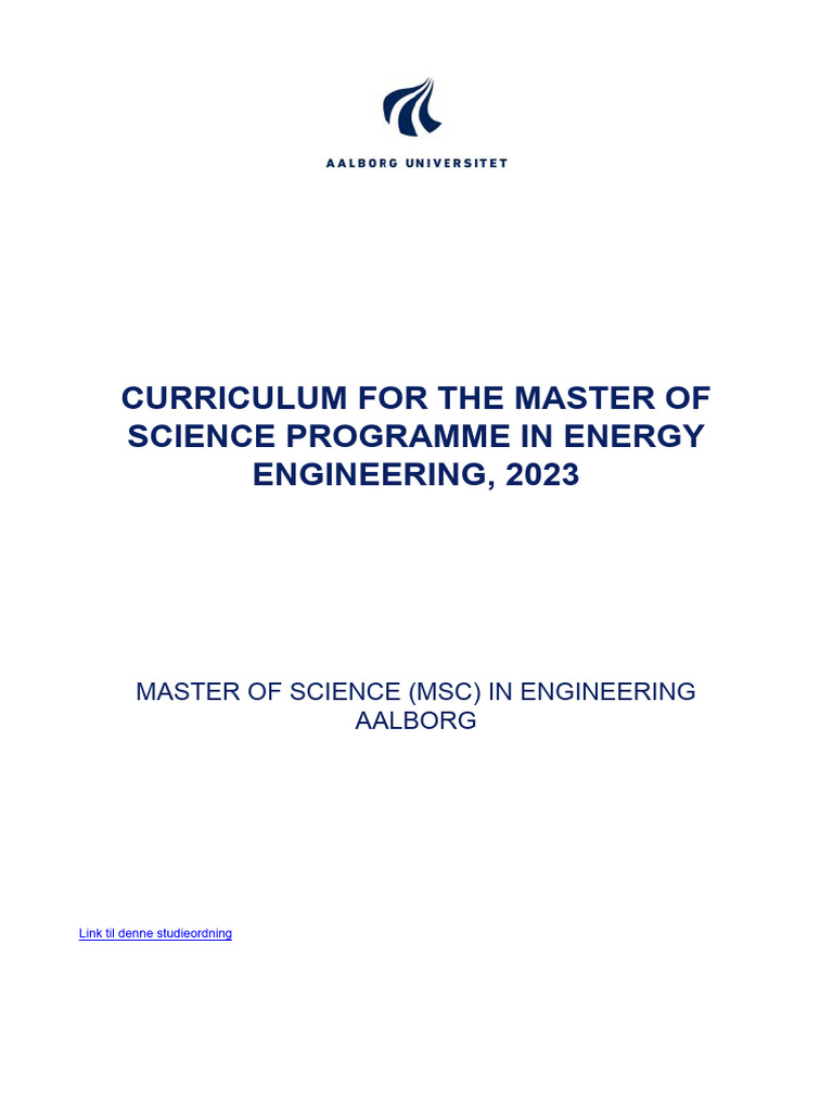 MSc Energy Engineering Curriculum 2023 | PDF | Bachelor's Degree ...
