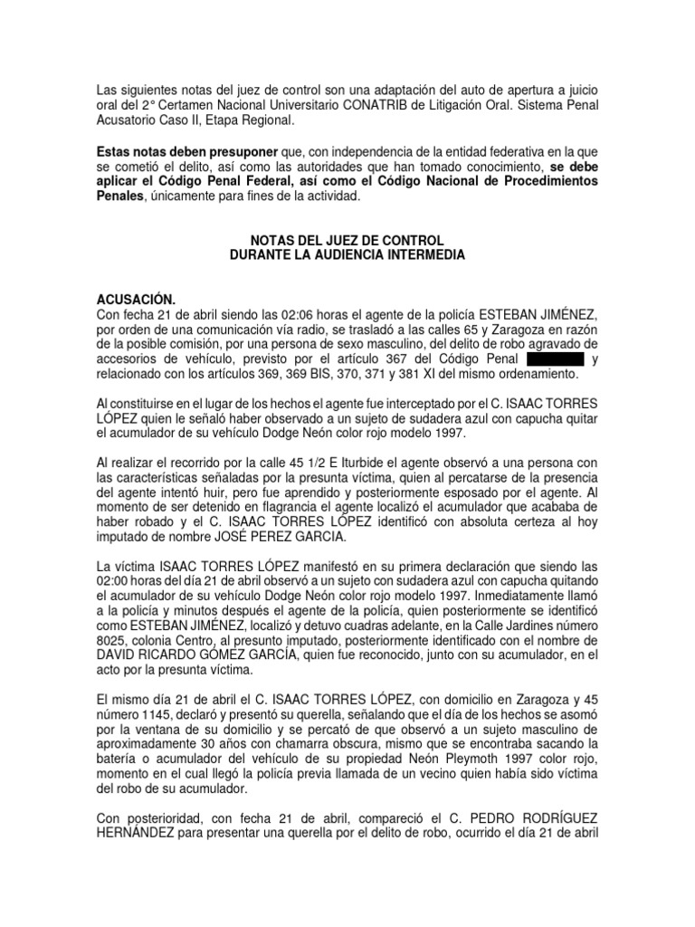 Notas Del Juez de Control | PDF | Justicia | Crimen y violencia