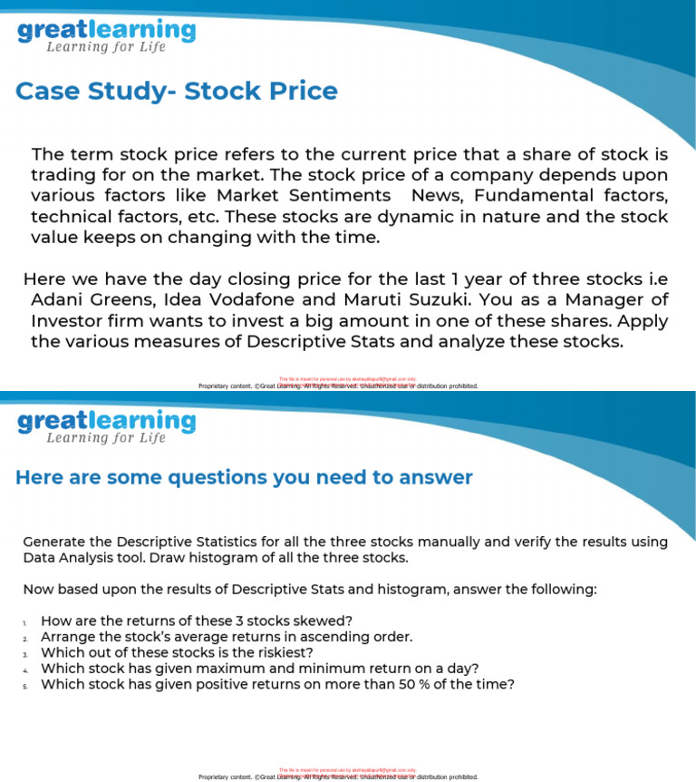 Stock Price Analysis Case Study | PDF | Stocks | Statistics