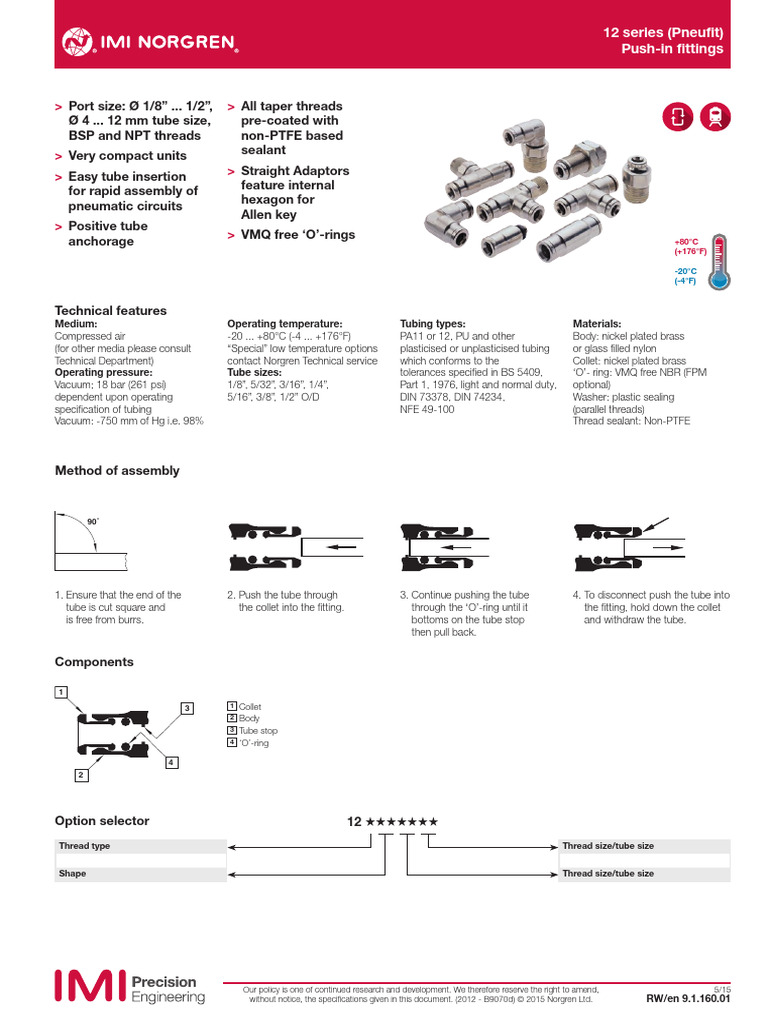 PushIn Fittings PDF Mechanical Engineering Metalworking