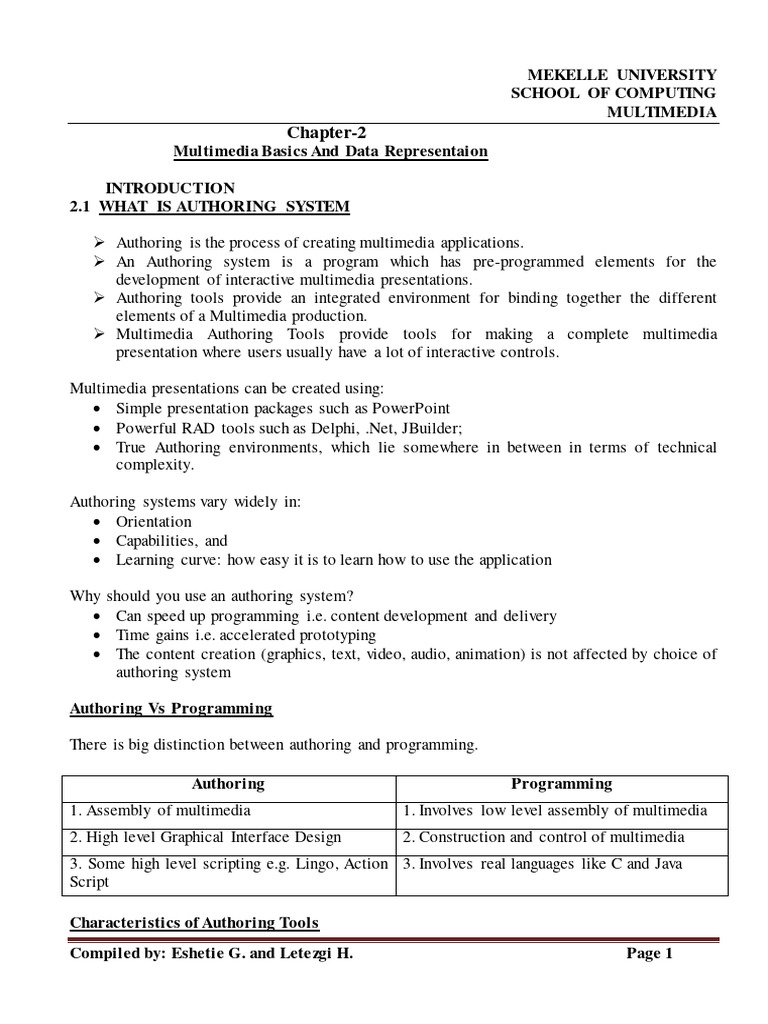Chapter 2 - Multimedia Basics and Data Representation | PDF | Digital ...
