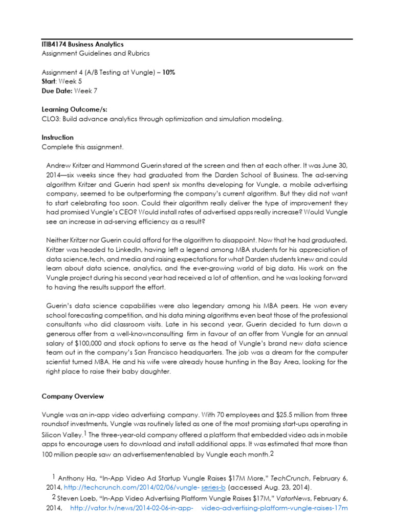 Vungle's A/B Testing for Ad Optimization | PDF | Mobile App | Advertising