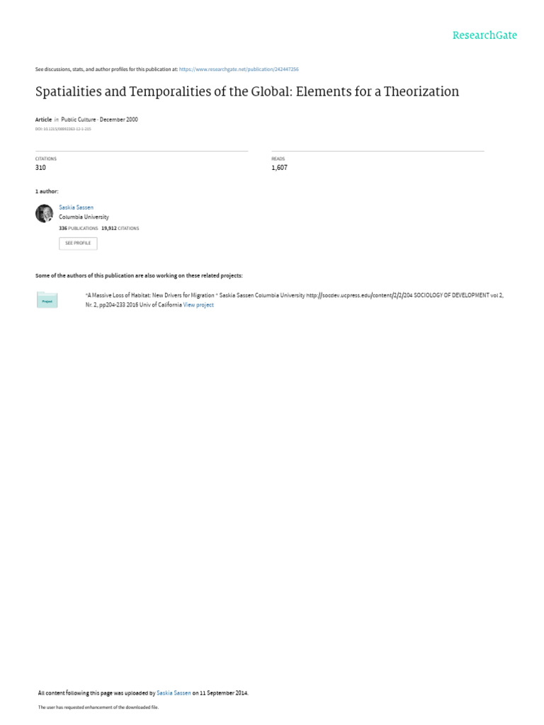 Spatialities and Temporalities of The Global Elements | PDF ...