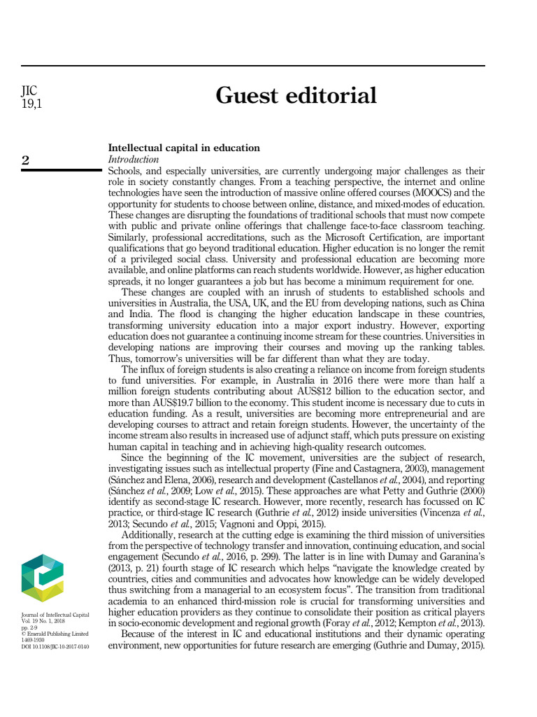 Intellectual Capital in Education Challenges | PDF | Entrepreneurship ...