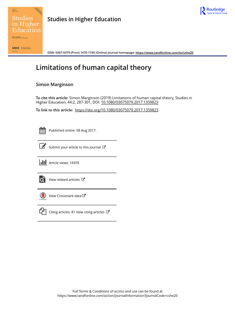 Critique of Human Capital Theory | PDF | Economics | Human Capital